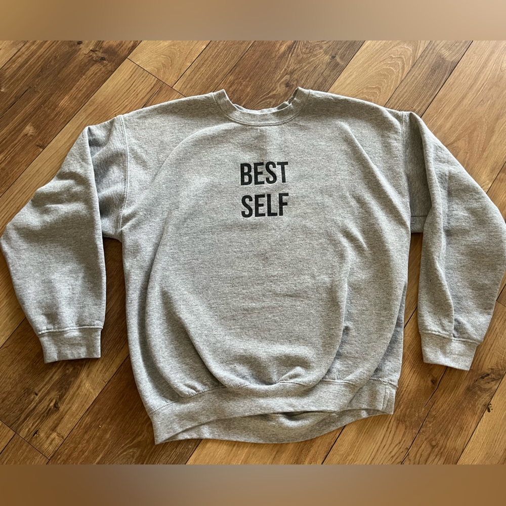 Gray Crewneck Cotton Sweater Soft US L Unisex
